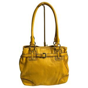 Etienne Aigner Mustard Yellow Leather Shoulder Bag Purse Handbag